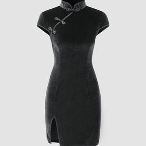 Oriental Style Side Slit Mini Dress Gothic Asian